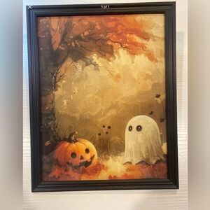 Ghost In The Woods With Pumpkins, Ghost In The Forest Wall Art 8x10”